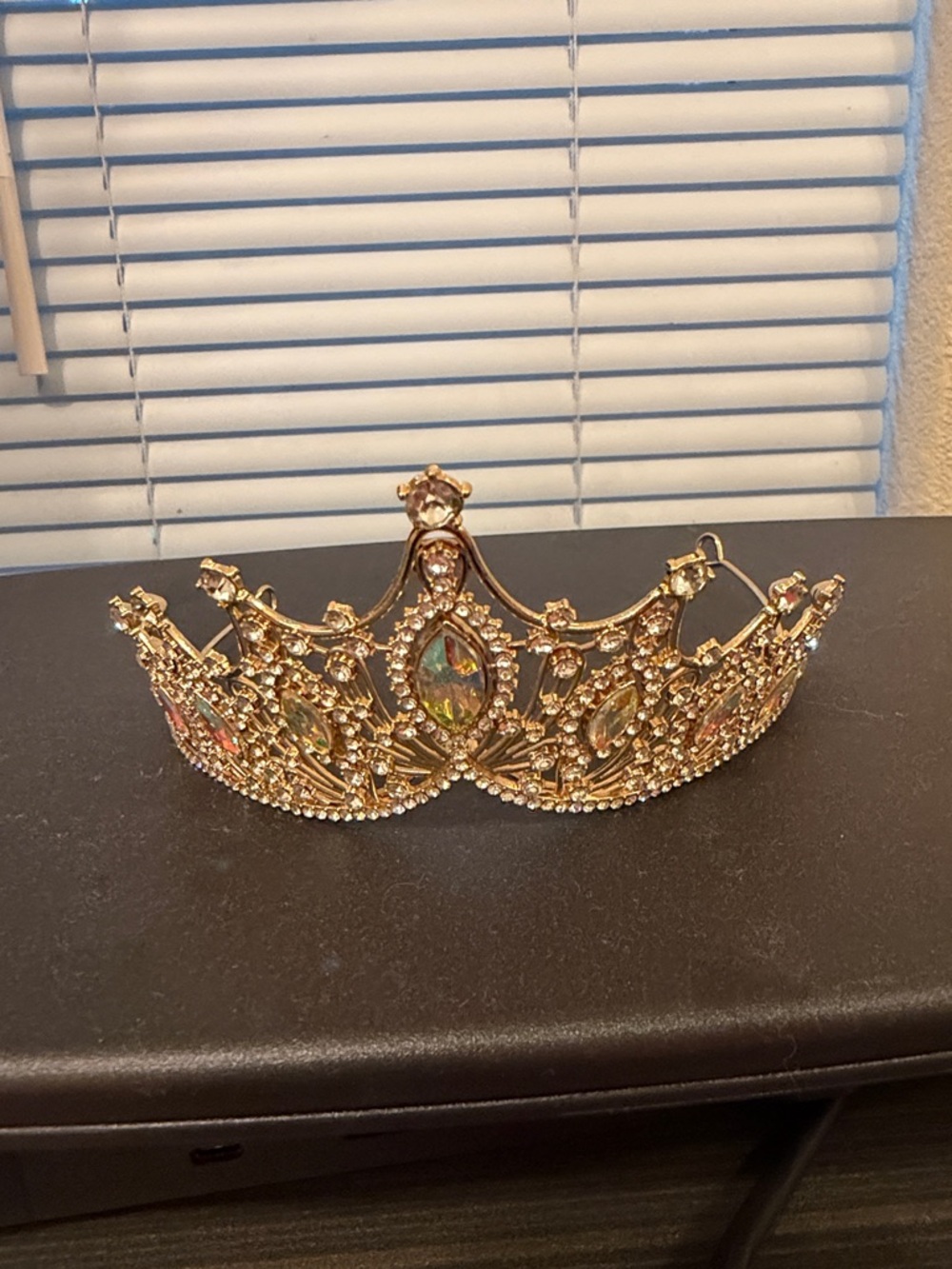 Gold Crystal Jeweled Tiara Crown - Elegant Women’s Hair Accessory